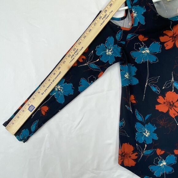 Viamor Women’s Cold Shoulder Floral Top Long Sleeve Black Rust Teal Size M - Picture 10 of 12